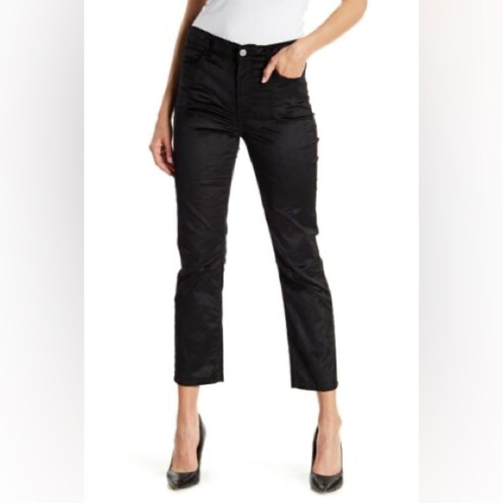 7 For All Mankind Eddie  Straight Crop Black Velvet Jean